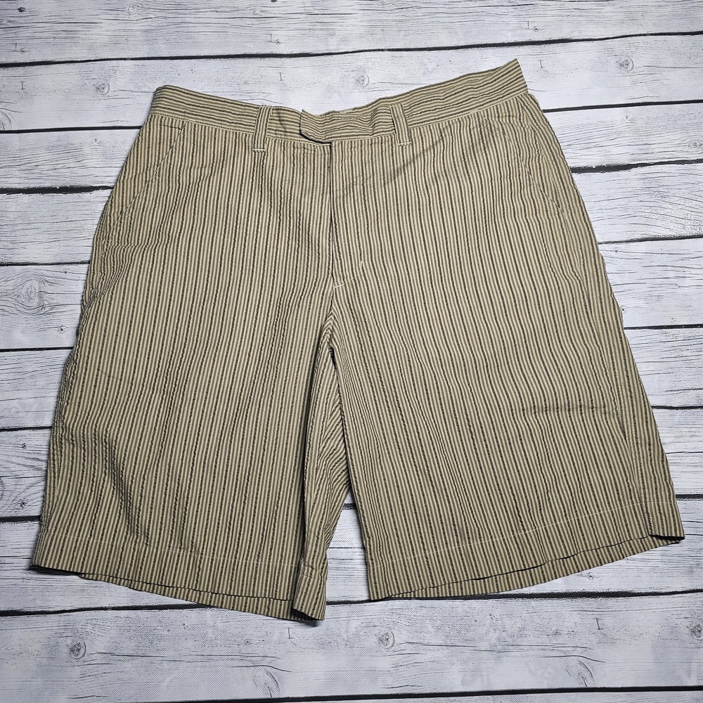 PATAGONIA‎ Shorts Thrift Seersucker Brown Stripe Men's Sz 33 Og Cotton Blend 10"